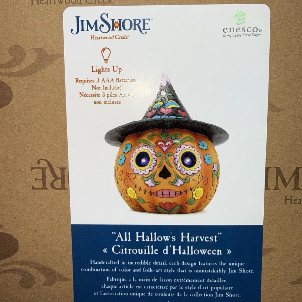 NIB Enesco Jim Shore Heartwood Creek Day of the Dead Jack O Lantern LED 6012753